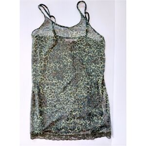 Y2k Green Cheetah Print (camo) Sheer Negligee Small Victoria Secret Boudoir 2000